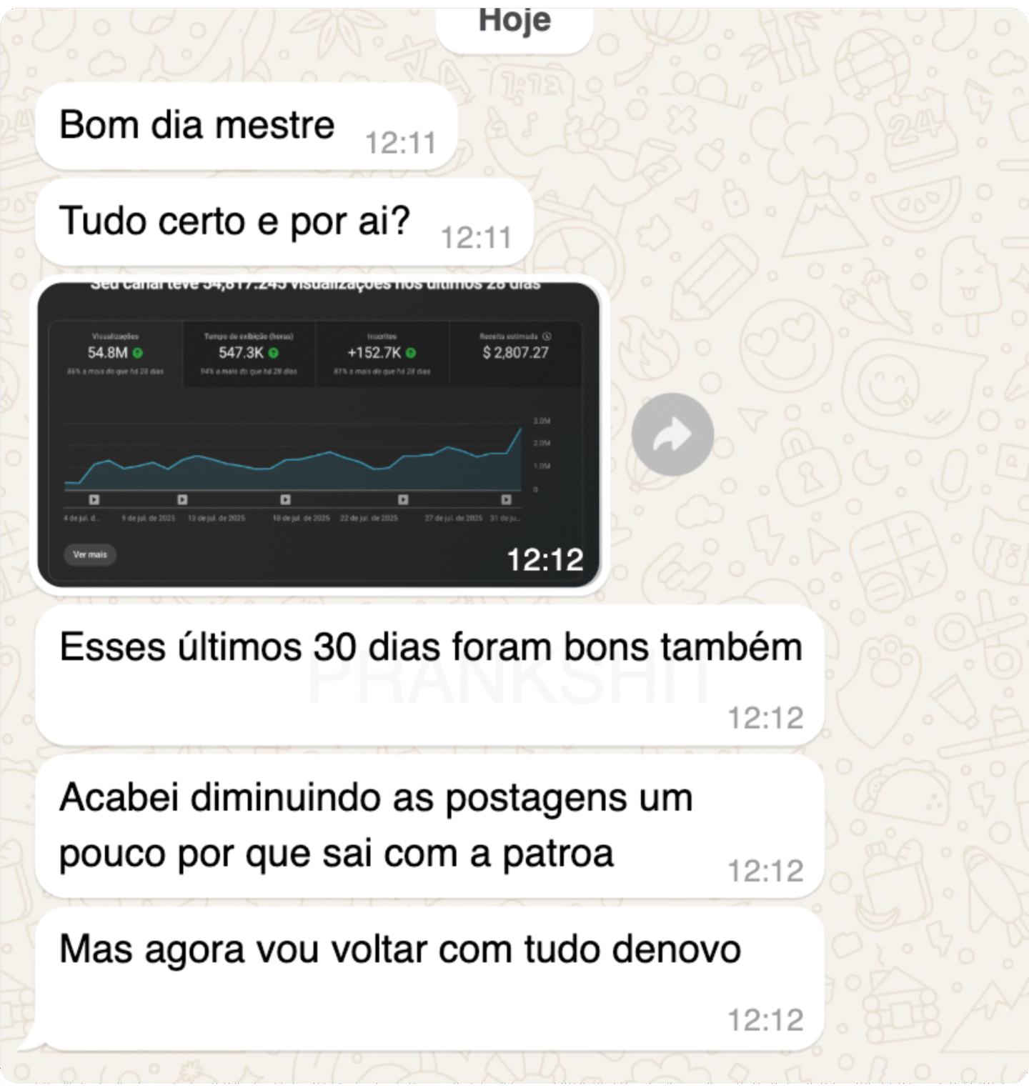 Depoimento de aluno sobre resultado do canal