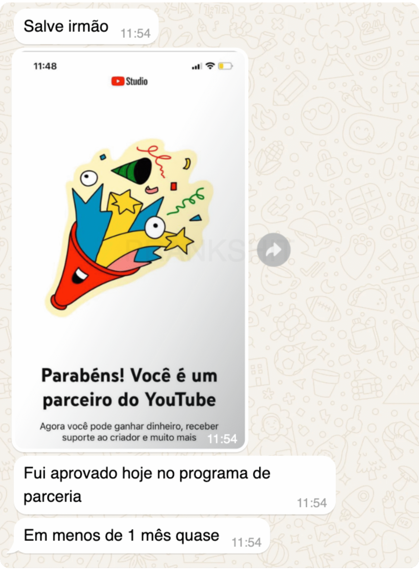 Depoimento de aluno sobre aprovação no programa de parceria