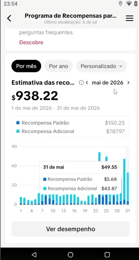 Print do programa de recompensas do TikTok