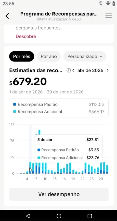 Print do programa de recompensas do TikTok