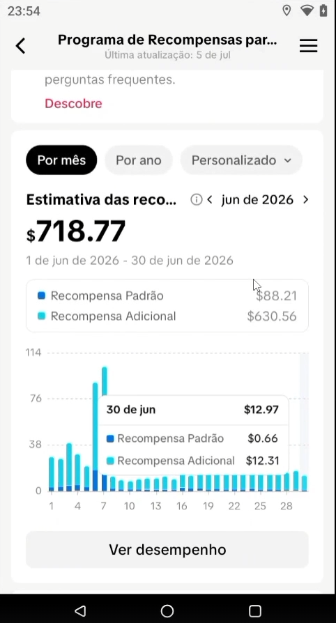 Print do programa de recompensas do TikTok